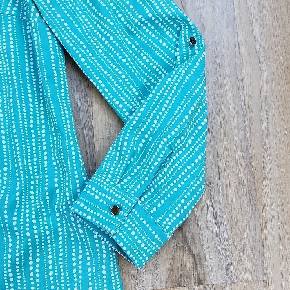 Notations Turquoise Buttoned Adjustable Roll Tab … - image 6